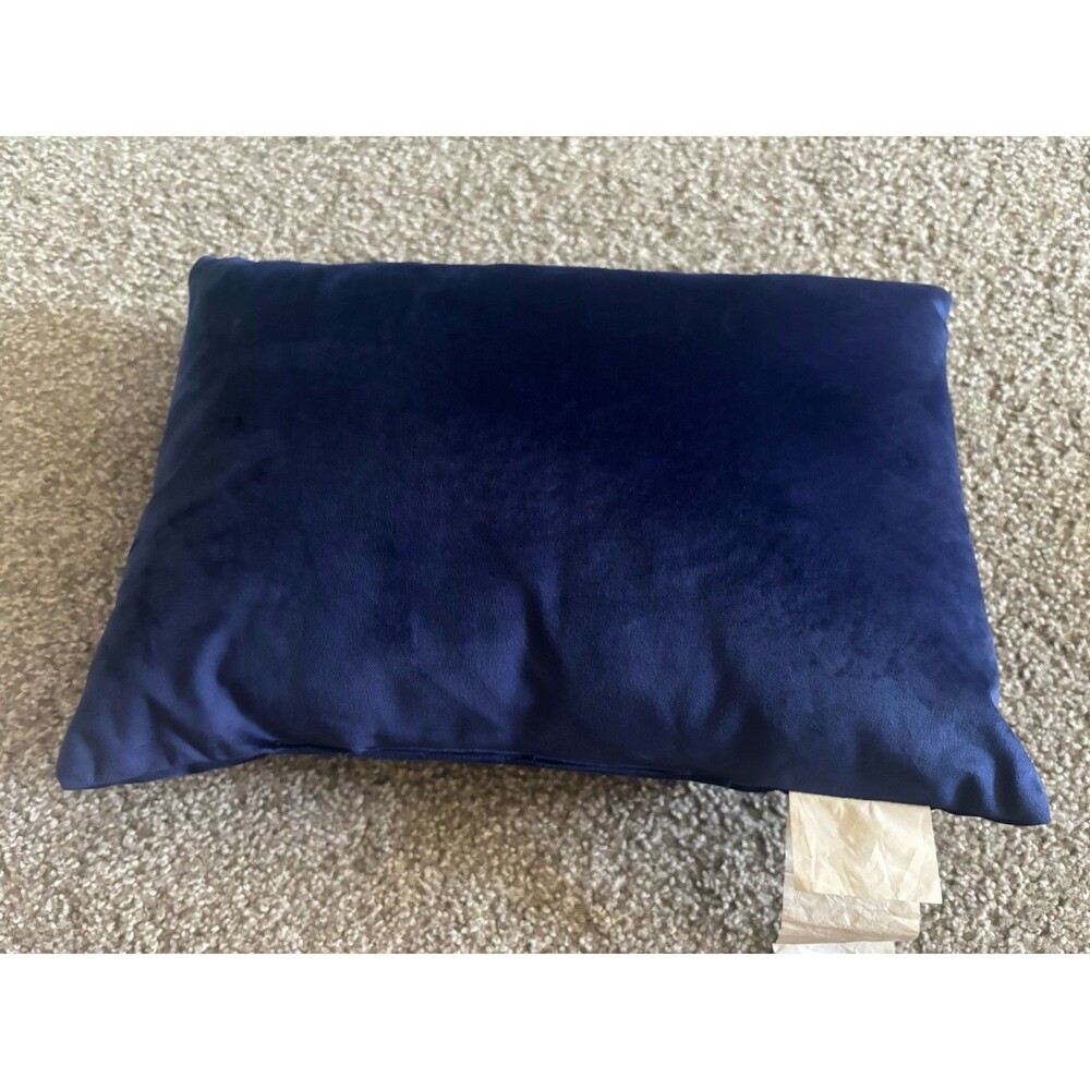 And To All A Good Night Navy Velvet Christmas Lumbar Throw Pillow 13x18 - Picture 2 of 4